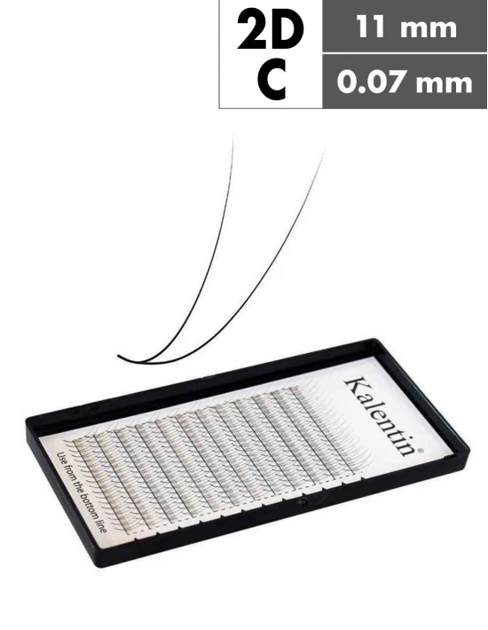 Extension ciglia 2D C Ø0,07 - 11mm effetto bagnato | Kalentin