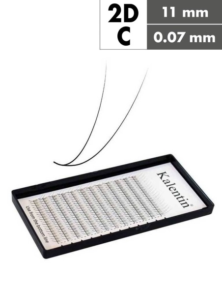 Extension ciglia 2D C Ø0,07 - 11mm effetto bagnato | Kalentin