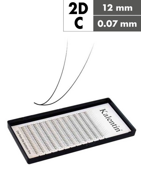 Extension ciglia 2D C Ø0,07 - 12mm effetto bagnato | Kalentin