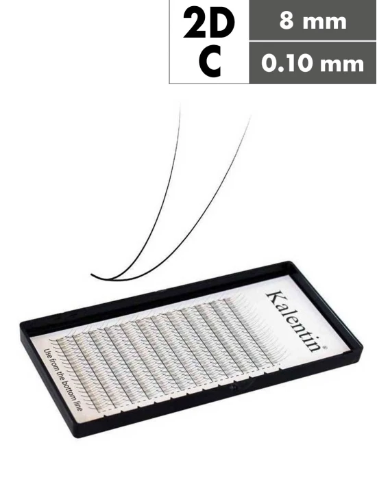 Extension ciglia 2D C Ø0,10 - 8mm effetto bagnato | Kalentin