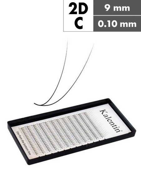 Extension ciglia 2D C Ø0,10 - 9mm effetto bagnato | Kalentin