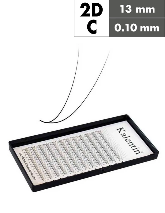 Extension ciglia 2D C Ø0,10 - 13mm effetto bagnato | Kalentin