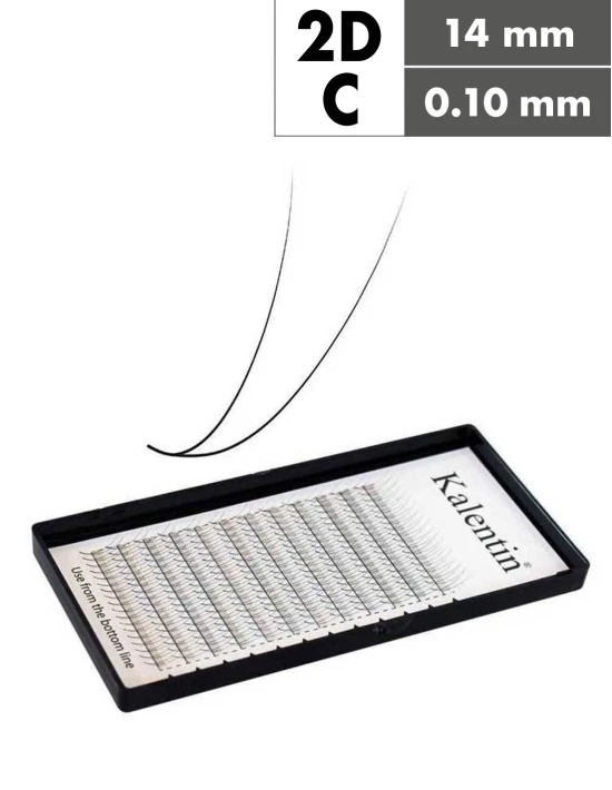Extension ciglia 2D C Ø0,10 - 14mm effetto bagnato | Kalentin