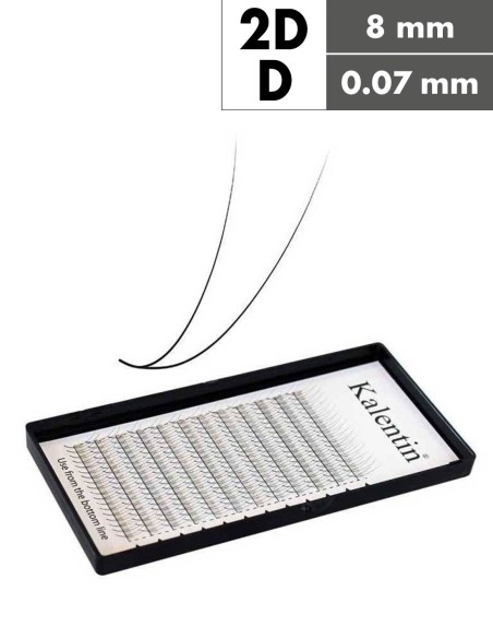 Extension ciglia 2D D Ø0,07 - 8mm effetto bagnato | Kalentin