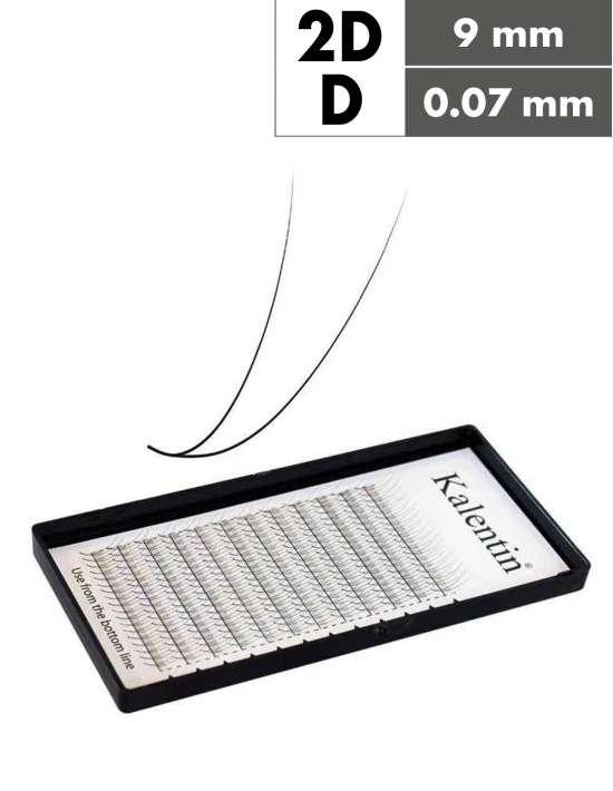 Extension ciglia 2D D Ø0,07 - 9mm effetto bagnato | Kalentin