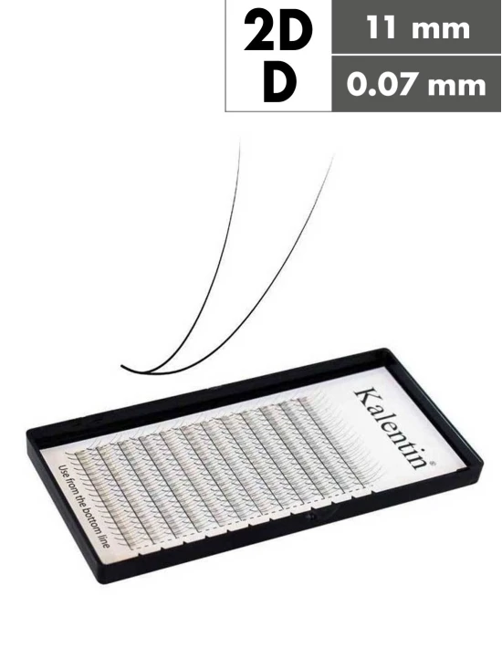 Extension ciglia 2D D Ø0,07 - 11mm effetto bagnato | Kalentin