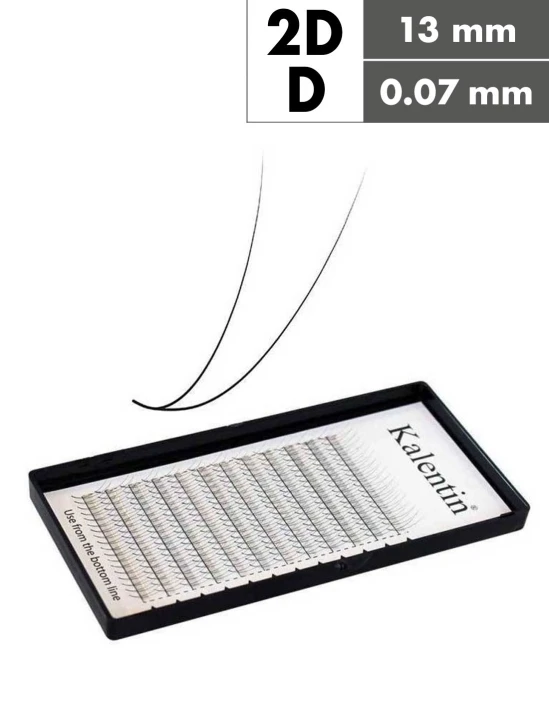 Extension ciglia 2D D Ø0,07 - 13mm effetto bagnato | Kalentin