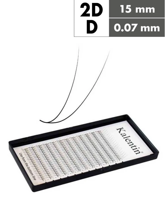 Extension ciglia 2D D Ø0,07 - 15mm effetto bagnato | Kalentin