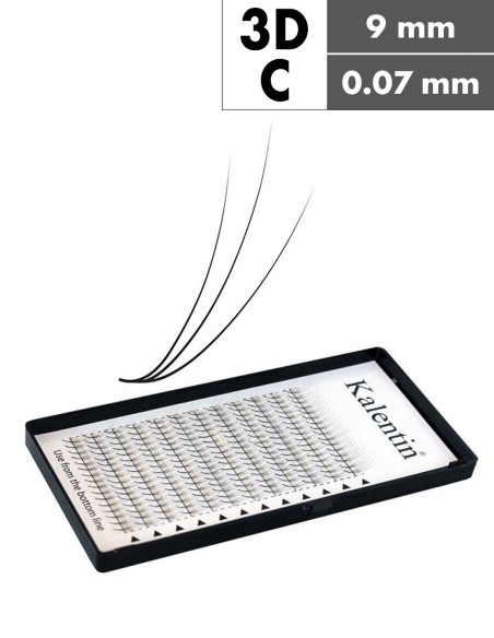Extension ciglia 3D C Ø0,07 - 9mm effetto bagnato | Kalentin
