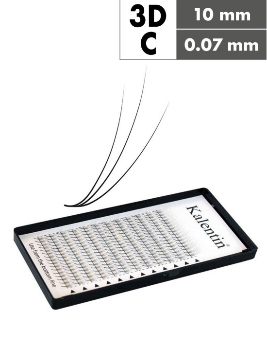 Extension ciglia 3D C Ø0,07 - 10mm effetto bagnato | Kalentin