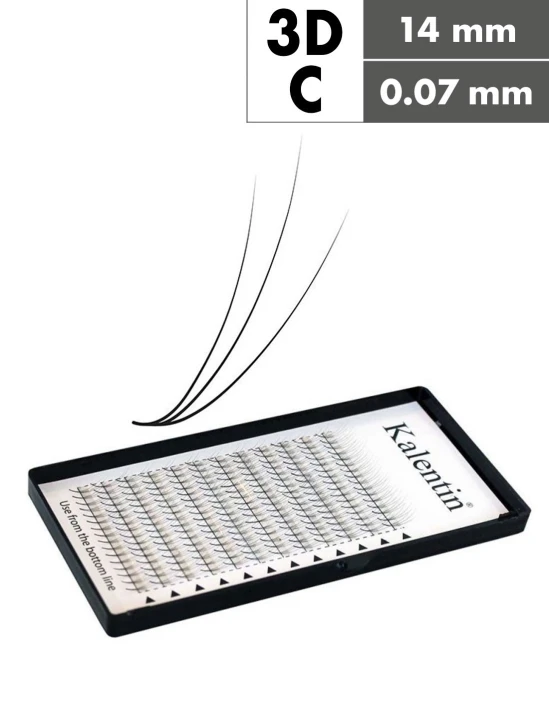 Extension ciglia 3D C Ø0,07 - 14mm effetto bagnato | Kalentin