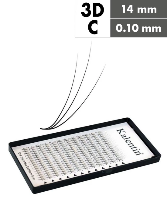 Extension ciglia 3D C Ø0,10 - 14mm effetto bagnato | Kalentin
