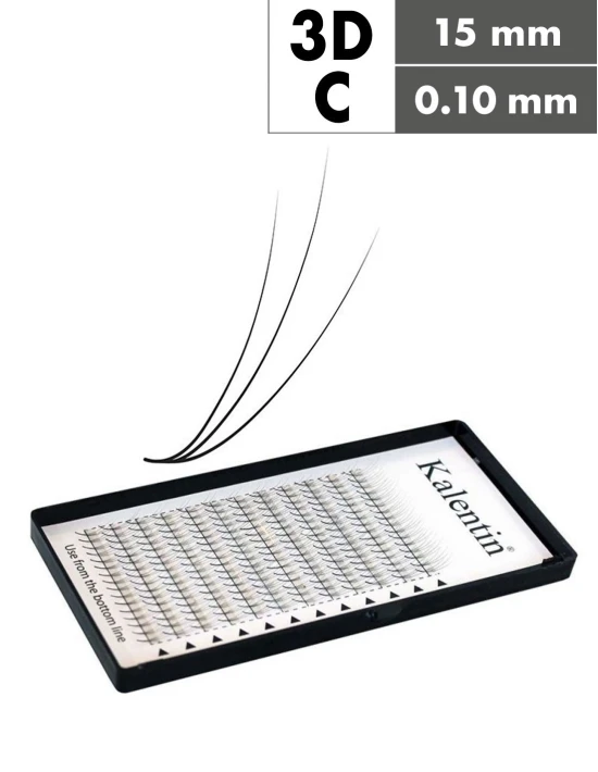 Extension ciglia 3D C Ø0,10 - 15mm effetto bagnato | Kalentin