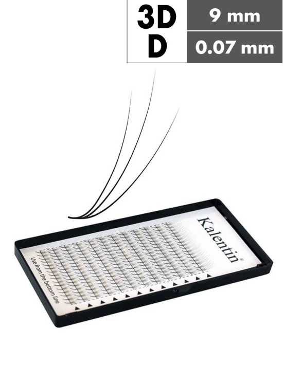 Extension ciglia 3D D Ø0,07 - 9mm effetto bagnato | Kalentin