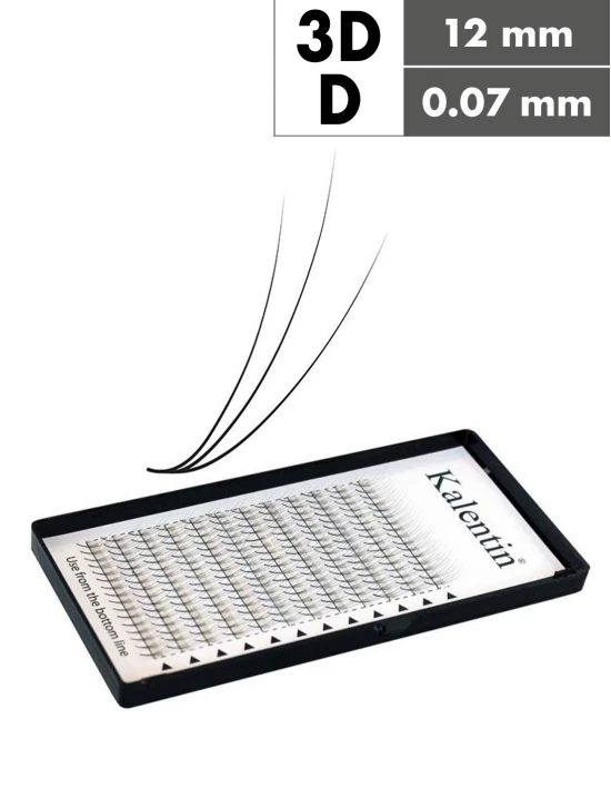 Extension ciglia 3D D Ø0,07 - 12mm effetto bagnato | Kalentin