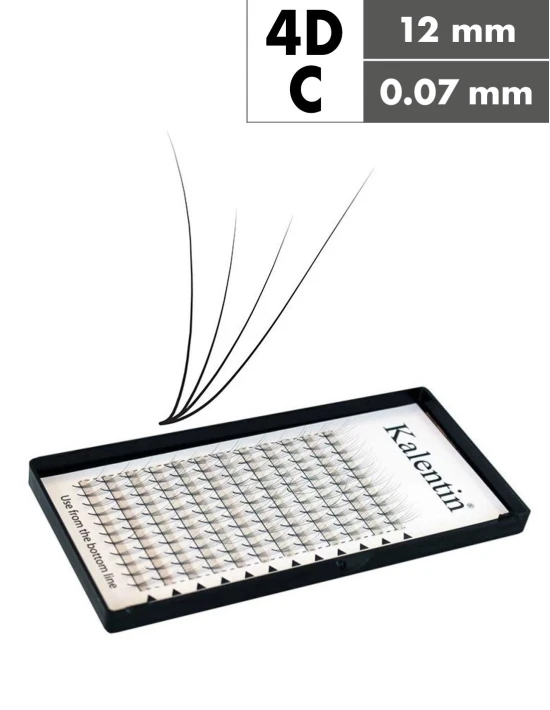 Extension ciglia 4D C Ø0,07 - 12mm effetto bagnato | Kalentin