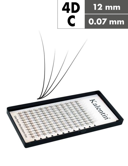 Extension ciglia 4D C Ø0,07 - 12mm effetto bagnato | Kalentin