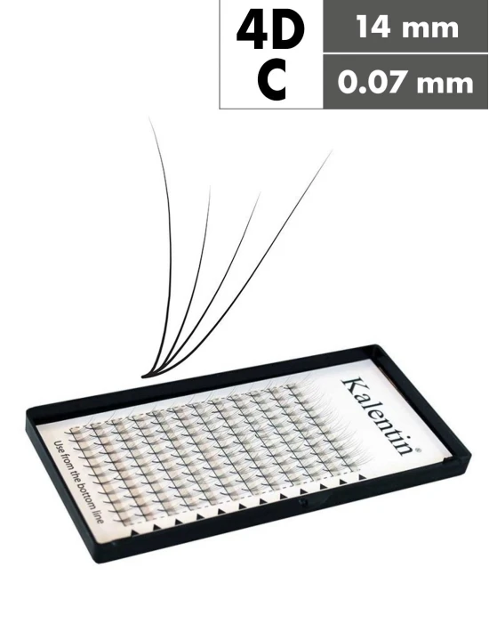 Extension ciglia 4D C Ø0,07 - 14mm effetto bagnato | Kalentin