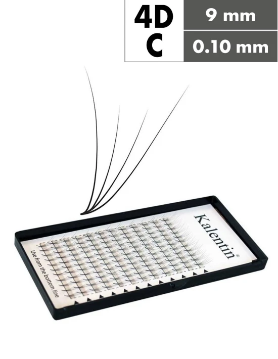 Extension ciglia 4D C Ø0,10 - 9mm effetto bagnato | Kalentin