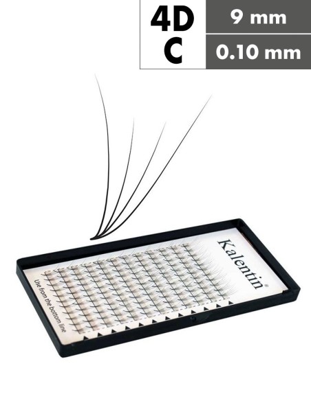 Extension ciglia 4D C Ø0,10 - 9mm effetto bagnato | Kalentin