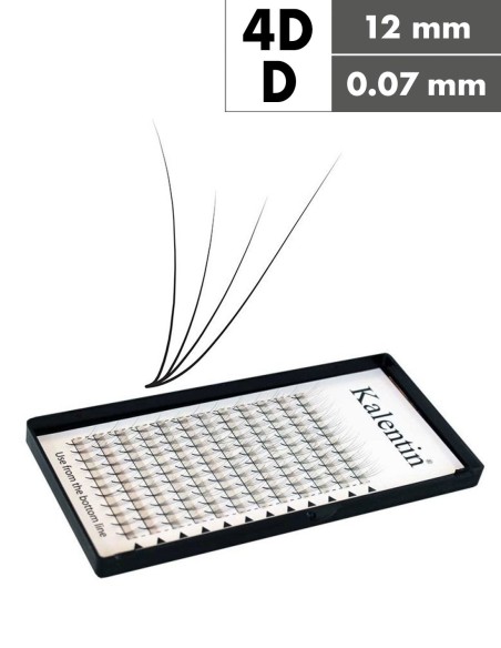 Extension ciglia 4D D Ø0,07 - 12mm effetto bagnato | Kalentin