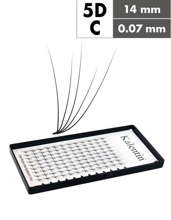 Extension ciglia 5D C Ø0,07 - 14mm effetto bagnato | Kalentin