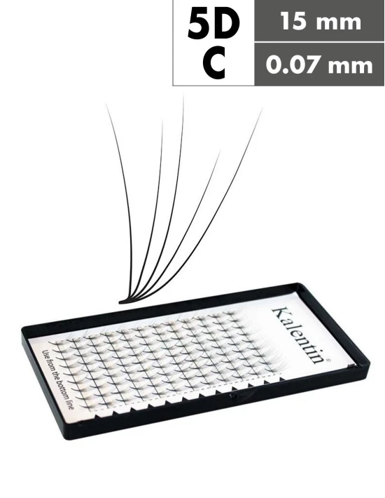 Extension ciglia 5D C Ø0,07 - 15mm effetto bagnato | Kalentin