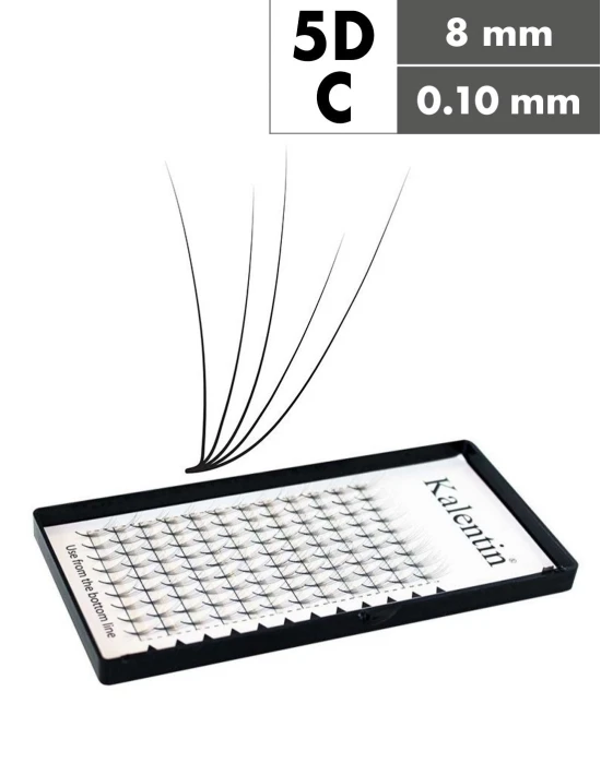 Extension ciglia 5D C Ø0,10 - 8mm effetto bagnato | Kalentin