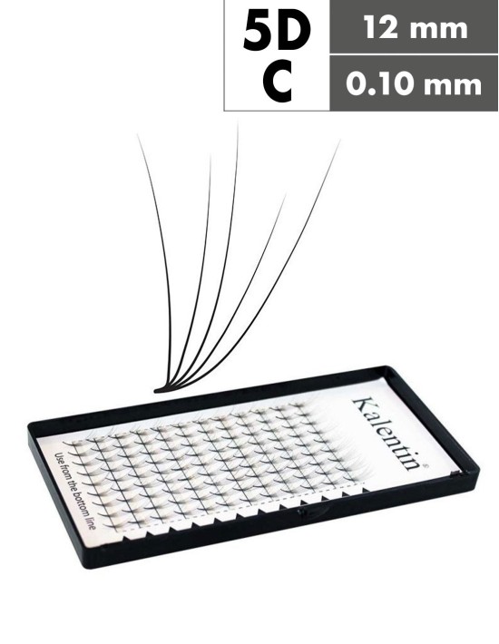 Extension ciglia 5D C Ø0,10 - 12mm effetto bagnato | Kalentin