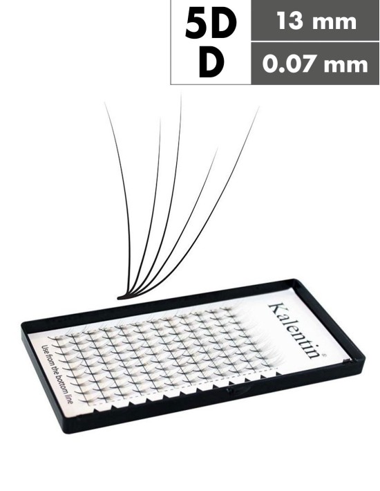 Extension ciglia 5D D Ø0,07 - 13mm effetto bagnato | Kalentin