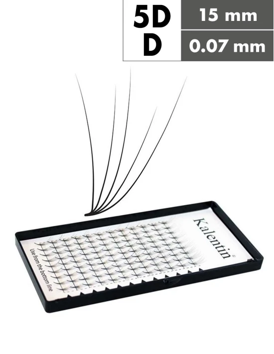 Extension ciglia 5D D Ø0,07 - 15mm effetto bagnato | Kalentin