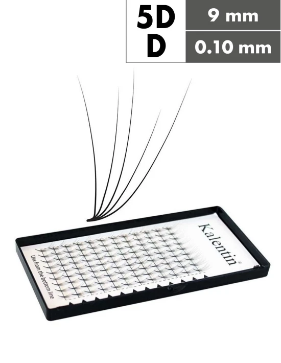 Extension ciglia 5D D Ø0,10 - 9mm effetto bagnato | Kalentin