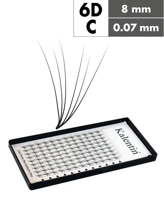 Extension ciglia 6D C Ø0,07 - 8mm effetto bagnato | Kalentin