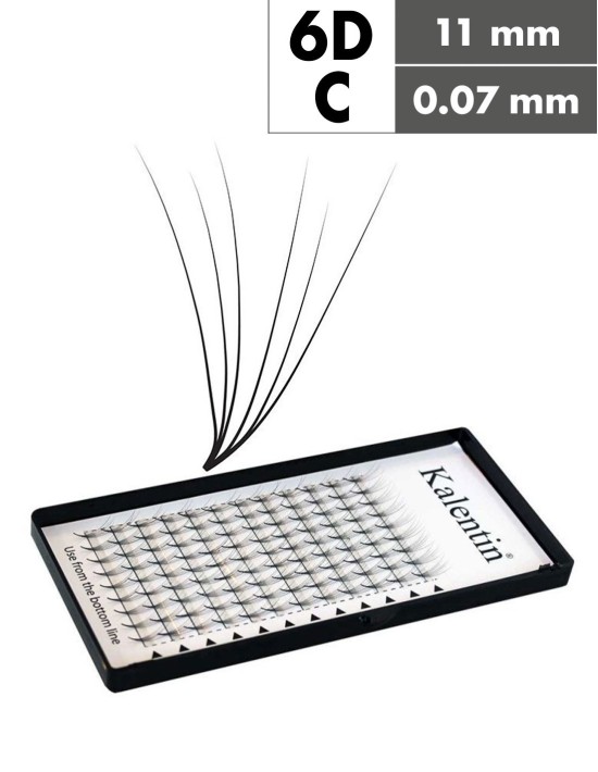 Extension ciglia 6D C Ø0,07 - 11mm effetto bagnato | Kalentin