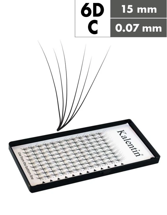 Extension ciglia 6D C Ø0,07 - 15mm effetto bagnato | Kalentin