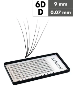 Extension ciglia 6D D Ø0,07 - 9mm effetto bagnato | Kalentin