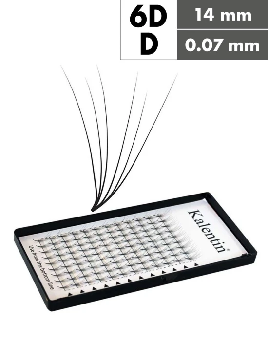 Extension ciglia 6D D Ø0,07 - 14mm effetto bagnato | Kalentin