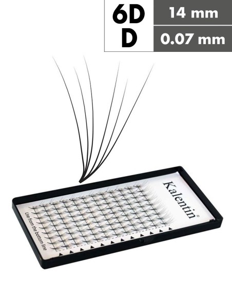 Extension ciglia 6D D Ø0,07 - 14mm effetto bagnato | Kalentin