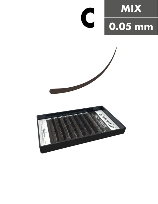 Extension ciglia marrone scuro C Ø0,05 - MIX | Kalentin