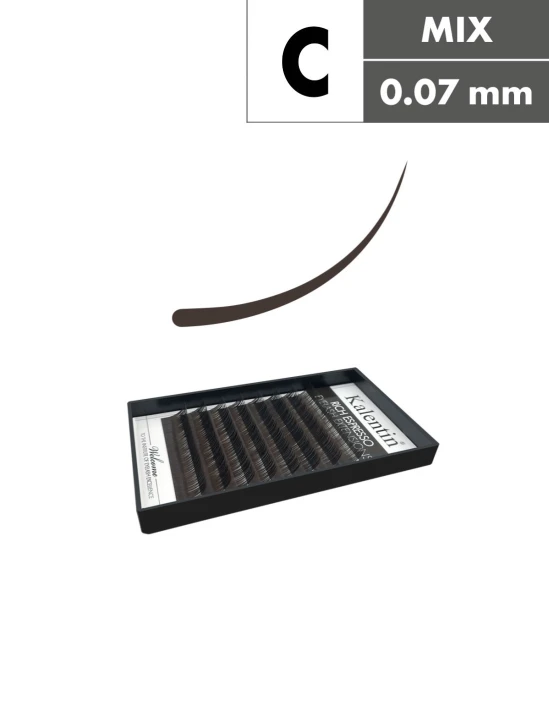 Extension ciglia marrone scuro C Ø0,07 - MIX | Kalentin