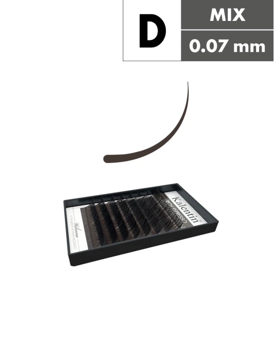 Extension ciglia marrone scuro D Ø0,07 - MIX | Kalentin