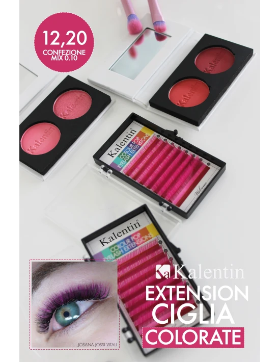Extension ciglia rosa D Ø0,10 - MIX | Kalentin