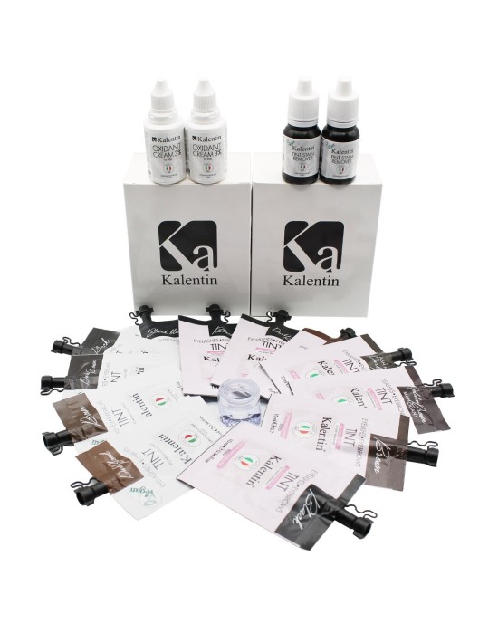 KIT COMPLETO tinture ciglia e sopracciglia 12 colorazioni 10ml | Kalentin