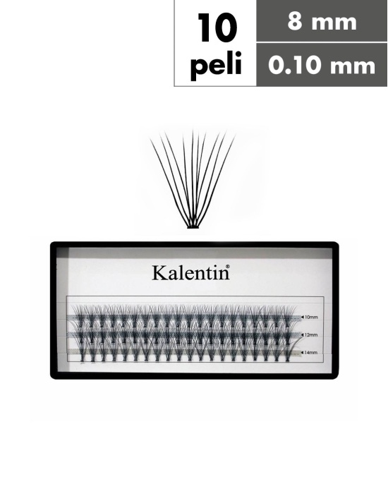 Ciuffetti ciglia nodo piatto - 10 peli Ø0,10 - 8mm| Kalentin cosmetici
