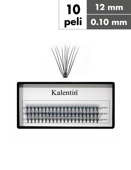 Ciuffetti ciglia nodo piatto - 10 peli Ø0,10 - 12mm| Kalentin cosmetici