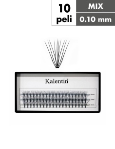 Ciuffetti ciglia nodo piatto - 10 peli Ø0,10 - MIX| Kalentin cosmetici