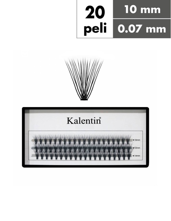 Ciuffetti ciglia nodo piatto 20 peli - Ø0,07 - 10mm| Kalentin cosmetici