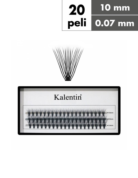 Ciuffetti ciglia nodo piatto 20 peli - Ø0,07 - 10mm| Kalentin cosmetici