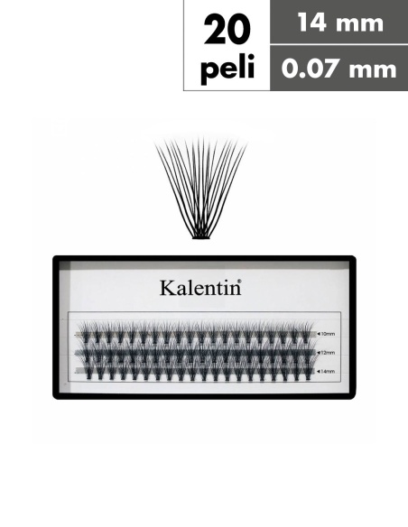 Ciuffetti ciglia nodo piatto 20 peli - Ø0,07 - 14mm| Kalentin cosmetici