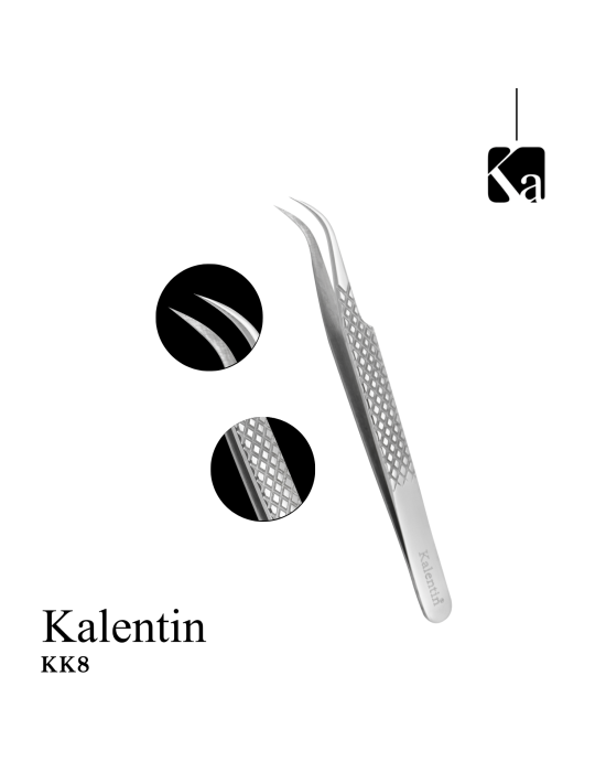 Pinza alta precisione punta tonda 12 cm per ciglia - KK8 | Kalentin